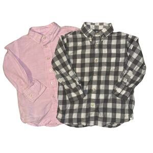 Crewcuts J Crew Button Down Long Sleeve Shirt Bundle Size 2T Plaid Linen Blend
